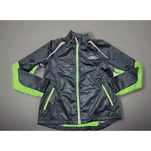 Ford Soft Shell Jacket Size Medium  Full Zip Black Lime Green Full Zip Pockets